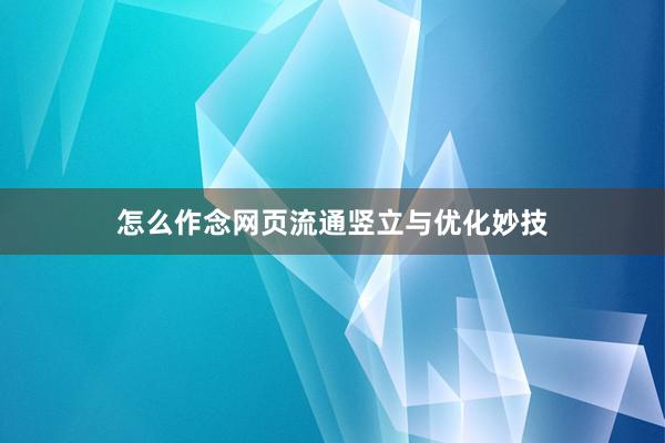 怎么作念网页流通竖立与优化妙技